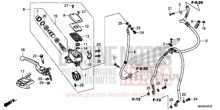 FRONT BRAKE MASTER CYLINDER for CRF1100D PEARL GLARE WHITE (NHB53H) from 2020