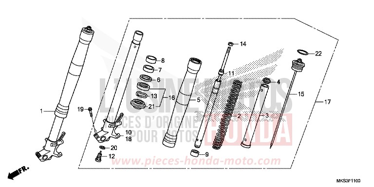 FRONT FORK (CRF1100A/A2/AL/AL2/D/D2/DL/DL2) for CRF1100D PEARL GLARE WHITE (NHB53H) from 2020