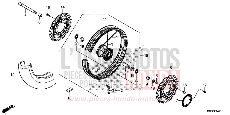 FRONT WHEEL (2) for CRF1100D PEARL GLARE WHITE (NHB53H) from 2020