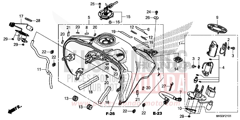 FUEL TANK/FUEL PUMP (2) for CRF1100D PEARL GLARE WHITE (NHB53H) from 2020