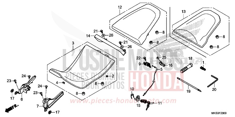 SEAT for CRF1100D PEARL GLARE WHITE (NHB53H) from 2020