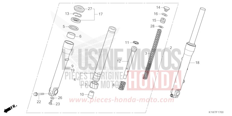 FRONT FORK for SH350i MAT CARNELIAN RED METALLIC (R384) from 2021