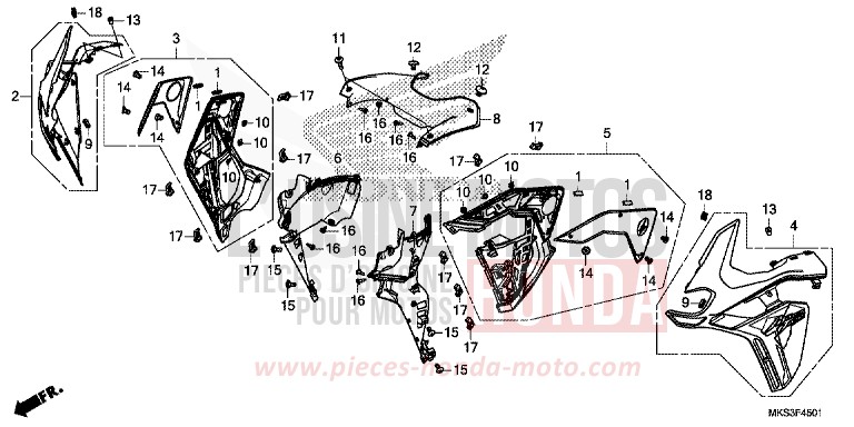 MIDDLE COWL (CRF1100A2/A4/AL2/AL4/D2/D4/DL2/DL4) for CRF1100D PEARL GLARE WHITE (NHB53H) from 2020