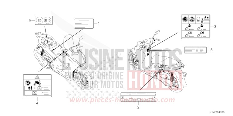 CAUTION LABEL for SH350i MAT RUTHENIUM SILVER METALLIC (NHB88) from 2021