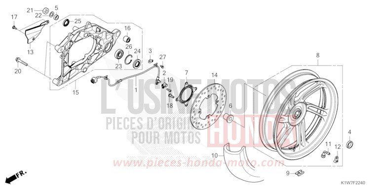 REAR WHEEL/SWINGARM for SH350A MAT CARNELIAN RED METALLIC (R384) from 2021