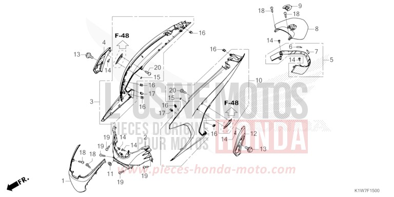 BODY COVER for SH350i MAT RUTHENIUM SILVER METALLIC (NHB88) from 2021