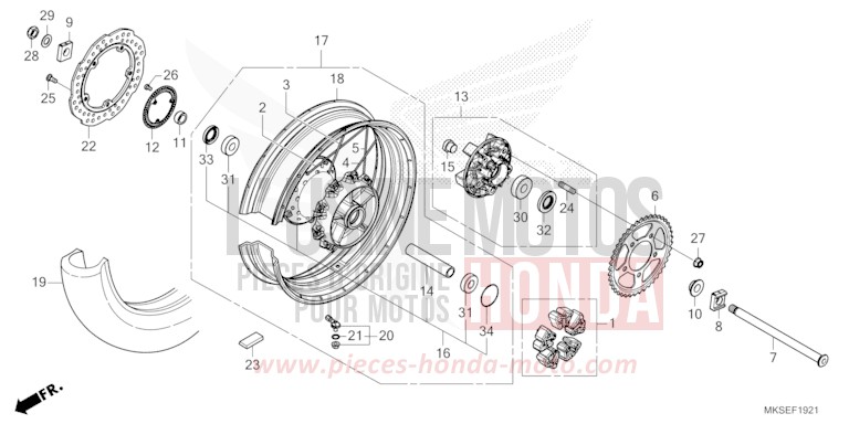 REAR WHEEL (2) for CRF1100D PEARL GLARE WHITE (NHB53H) from 2021