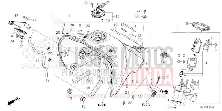 FUEL TANK/FUEL PUMP (2) for CRF1100D PEARL GLARE WHITE (NHB53H) from 2021