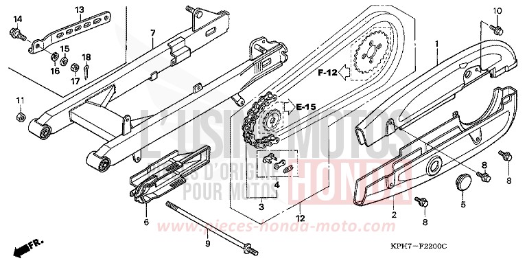 SWINGARM/CHAIN CASE (1) for Innova FORCE SILVER METALLIC (NH411) from 2005