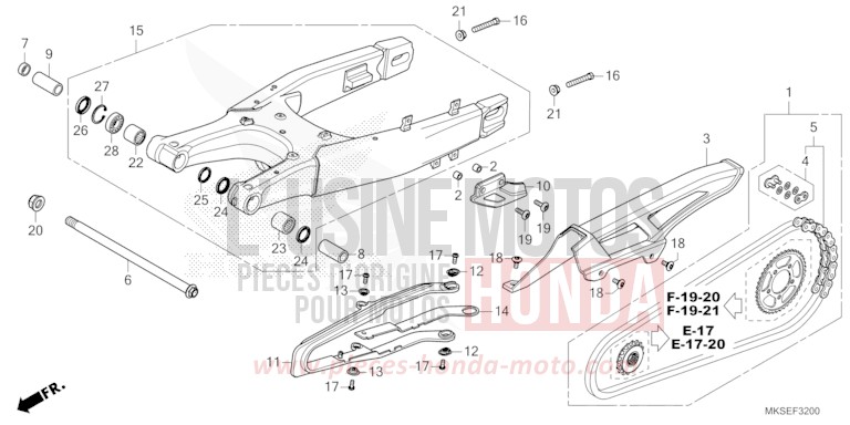 SWINGARM for CRF1100D PEARL GLARE WHITE (NHB53H) from 2021