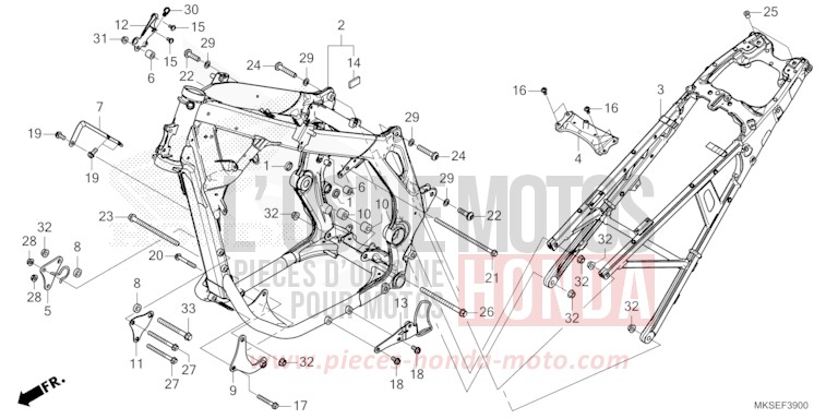 FRAME BODY for CRF1100D PEARL GLARE WHITE (NHB53H) from 2021
