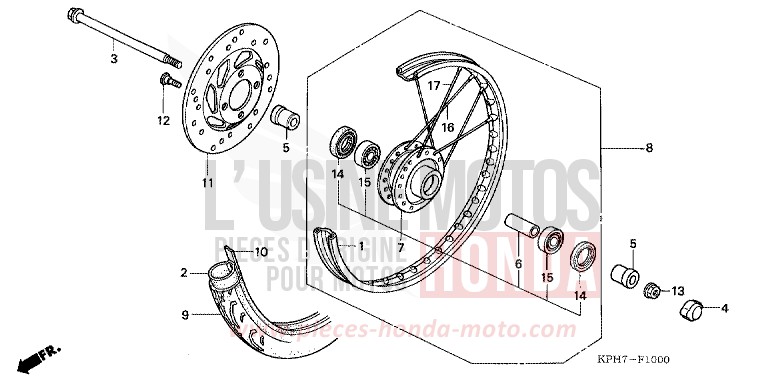 FRONT WHEEL for Innova ASTEROID BLACK METALLIC (NHA35) from 2007