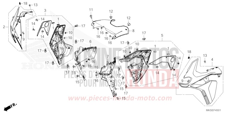 MIDDLE COWL (CRF1100A2/A4/AL2/D2/D4/DL2/DL4) for CRF1100D DARKNESS BLACK METALLIC (NH463) from 2021