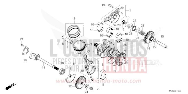 CRANKSHAFT/PISTON for CRF1100D PEARL GLARE WHITE (NHB53H) from 2022
