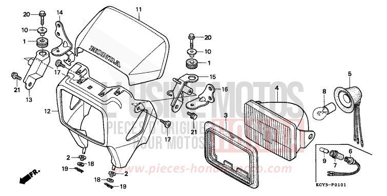 HEADLIGHT (DK/ED/U) for XR400R FIGHTING RED (R134) from 1998