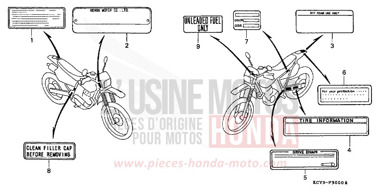 CAUTION LABEL for XR400R FIGHTING RED (R134) from 1998