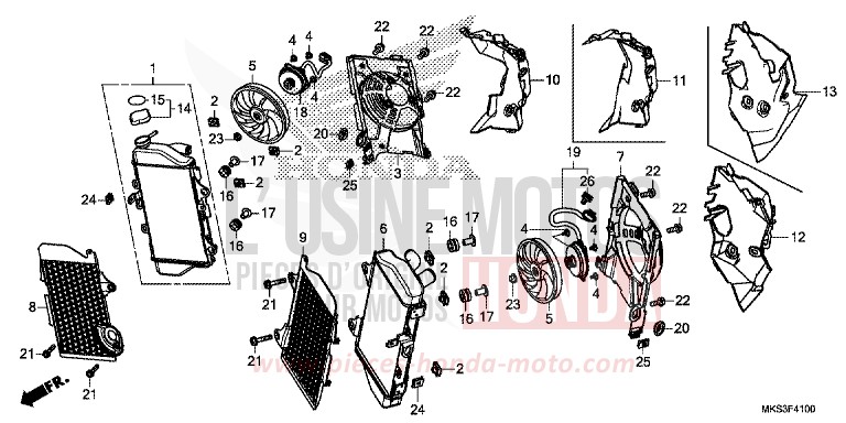 RADIATOR for CRF1100D DARKNESS BLACK METALLIC (NH463) from 2020