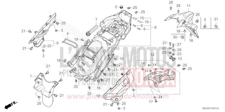 REAR FENDER (CRF1100A2/A4/AL2/D2/D4/DL2/DL4) for CRF1100D DARKNESS BLACK METALLIC (NH463) from 2021