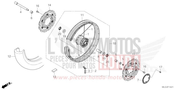 FRONT WHEEL (2) for CRF1100D MAT BALLISTIC BLACK METALLIC (NHA86) from 2022