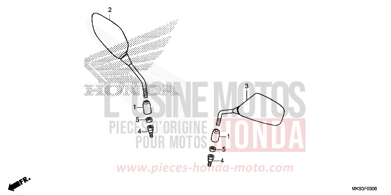 MIRROR for CRF1100D GRAND PRIX RED (R380B) from 2020