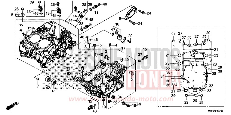CRANKCASE for CRF1100D MAT BALLISTIC BLACK METALLIC (NHA86) from 2020