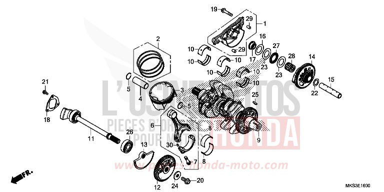 CRANKSHAFT/PISTON for CRF1100D MAT BALLISTIC BLACK METALLIC (NHA86) from 2020