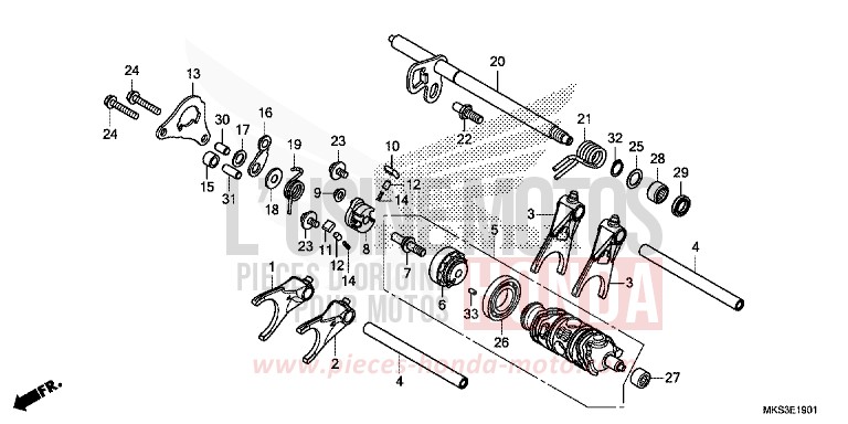 GEARSHIFT DRUM (CRF1100D/D2/D4/DL/DL2/DL4) for CRF1100D MAT BALLISTIC BLACK METALLIC (NHA86) from 2020