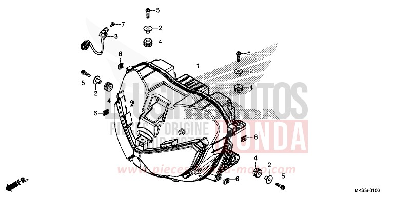 HEADLIGHT (CRF1100A/AL/D/DL) for CRF1100D MAT BALLISTIC BLACK METALLIC (NHA86) from 2020