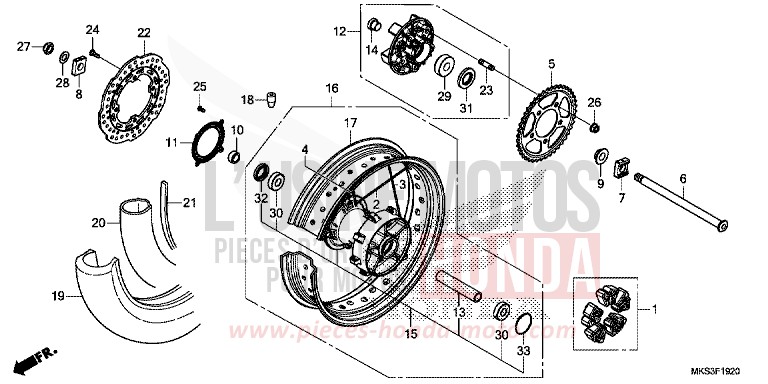 REAR WHEEL (1) for CRF1100D MAT BALLISTIC BLACK METALLIC (NHA86) from 2020
