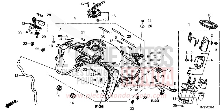 FUEL TANK/FUEL PUMP (1) for CRF1100D MAT BALLISTIC BLACK METALLIC (NHA86) from 2020