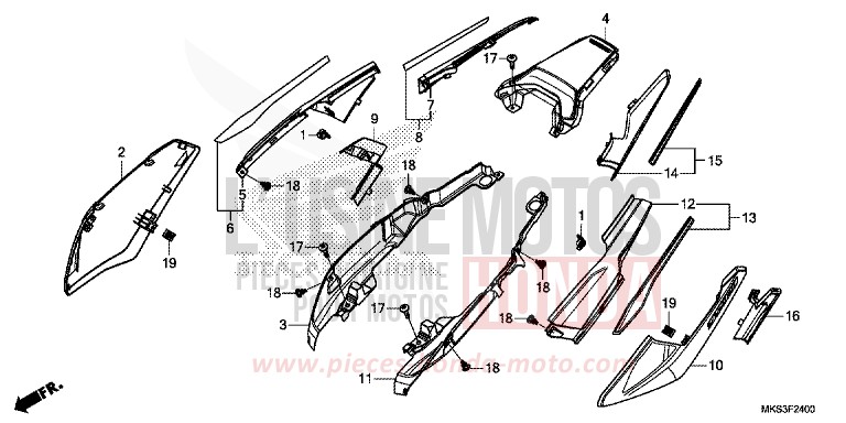 SIDE COVER (1) for CRF1100D MAT BALLISTIC BLACK METALLIC (NHA86) from 2020