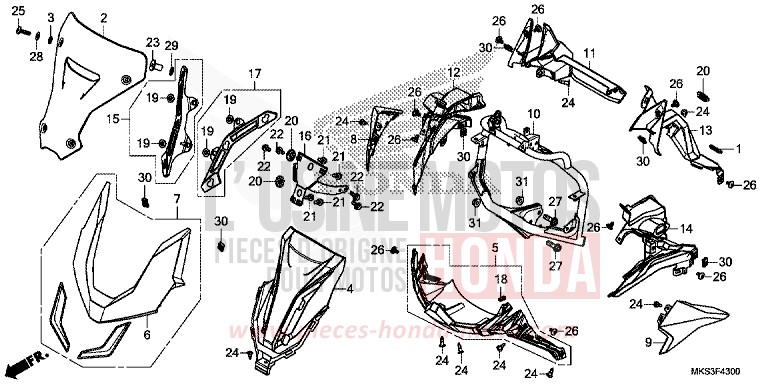 FRONT COVER (CRF1100A/AL/D/DL) for CRF1100D MAT BALLISTIC BLACK METALLIC (NHA86) from 2020