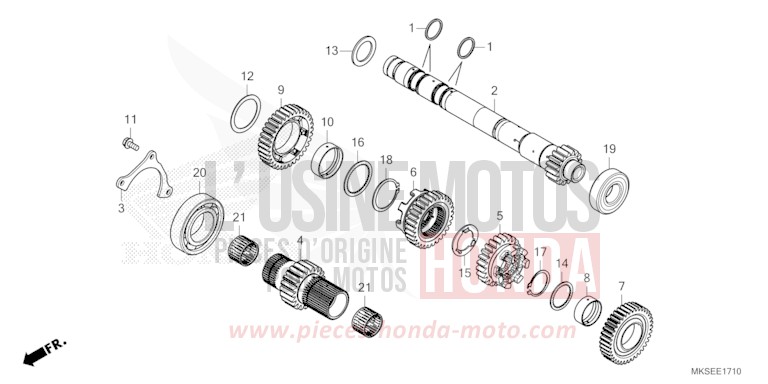 TRANSMISSION (MAINSHAFT) (DCT) for CRF1100D GRAND PRIX RED (R380B) from 2021