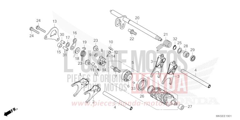 GEARSHIFT DRUM (CRF1100D/D2/D4/DL/DL2/DL4) for CRF1100D GRAND PRIX RED (R380B) from 2021