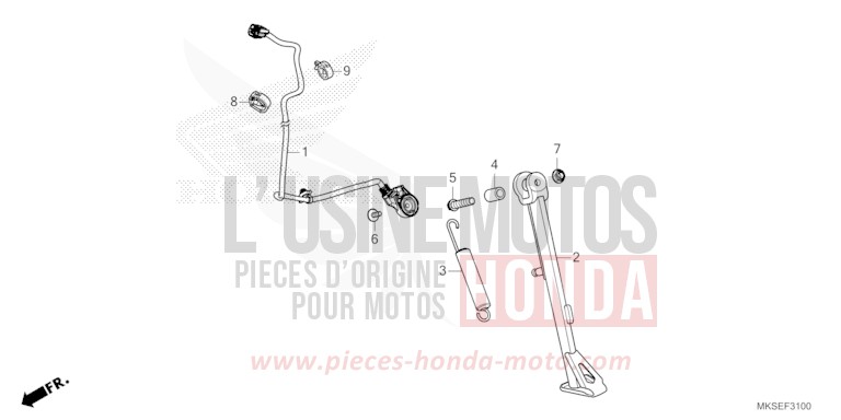 SIDE STAND for CRF1100D GRAND PRIX RED (R380B) from 2021