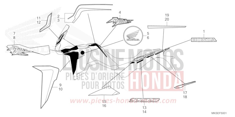 MARCA/STRISCIA (2) per CRF1100D GRAND PRIX RED (R380B) del 2021