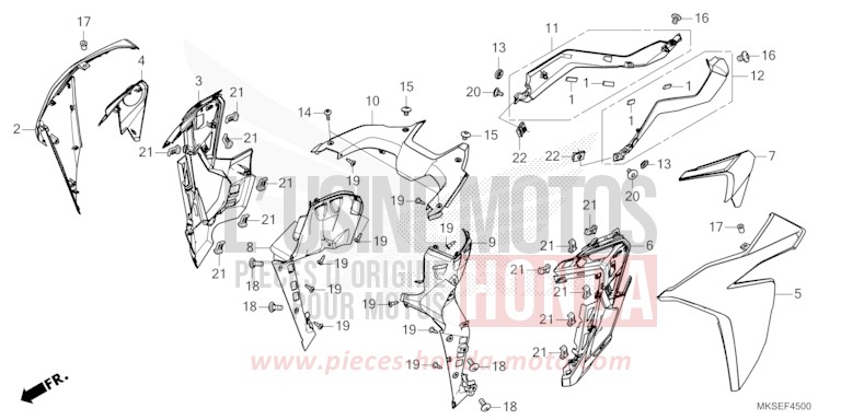 MIDDLE COWL (CRF1100A/AL/D/DL) for CRF1100D PEARL GLARE WHITE (NHB53H) from 2021