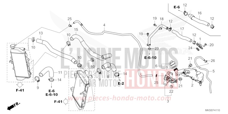 RADIATOR HOSE/WATER PIPE for CRF1100D MAT BALLISTIC BLACK METALLIC (NHA86) from 2021