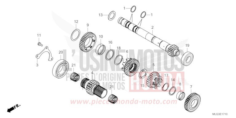 TRANSMISSION (MAINSHAFT) (DCT) for CRF1100D GRAND PRIX RED (R380B) from 2022