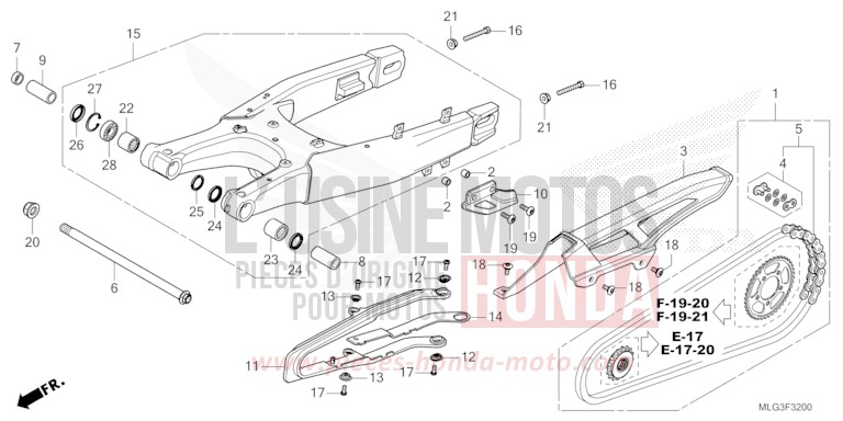 SWINGARM for CRF1100D GRAND PRIX RED (R380B) from 2022