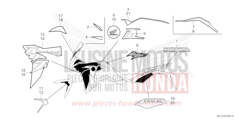 MARCA/STRISCIA (2) per CRF1100D GRAND PRIX RED (R380B) del 2022