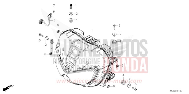 HEADLIGHT (CRF1100A/AL/D/DL) for CRF1100D PEARL GLARE WHITE (NHB53H) from 2022