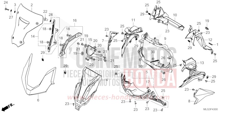 FRONT COVER (CRF1100A/AL/D/DL) for CRF1100D PEARL GLARE WHITE (NHB53H) from 2022
