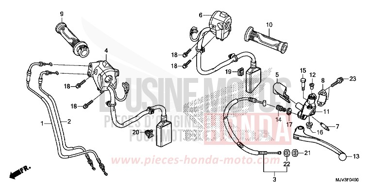 HANDLE LEVER/SWITCH/CABLE for CBR500R ROSS WHITE (NH196) from 2015