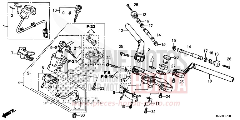 HANDLE PIPE/TOP BRIDGE for CBR500R ROSS WHITE (NH196) from 2015