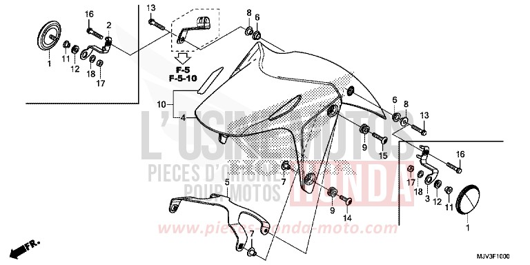 FRONT FENDER for CBR500R ROSS WHITE (NH196) from 2015