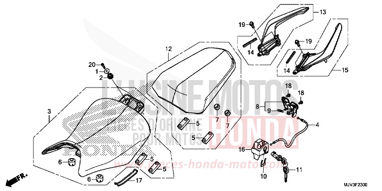SEAT/REAR GRIP for CBR500R ROSS WHITE (NH196) from 2015