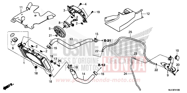 RADIATORE per CBR500R ROSS WHITE (NH196) del 2015