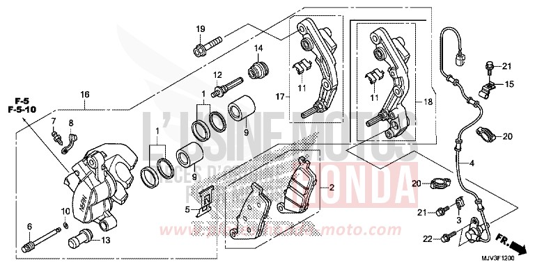 FRONT BRAKE CALIPER for CBR500R GRAPHITE BLACK (NHB01) from 2015