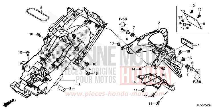REAR FENDER for CBR500R GRAPHITE BLACK (NHB01) from 2015